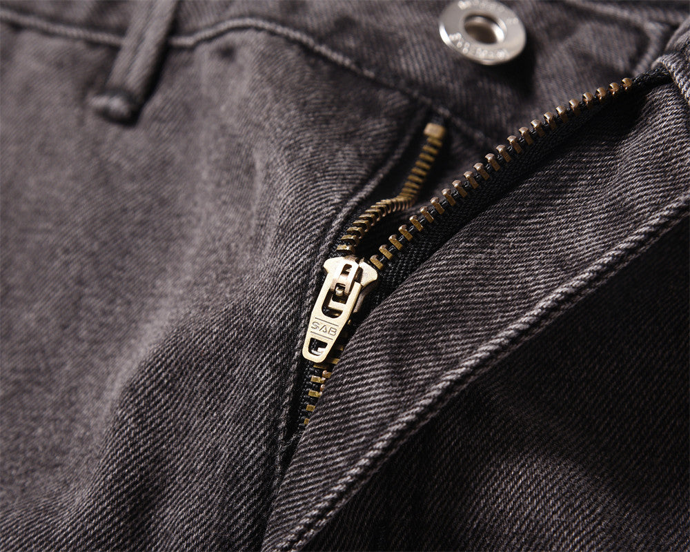 Washed And Worn Straight Jeans For Men