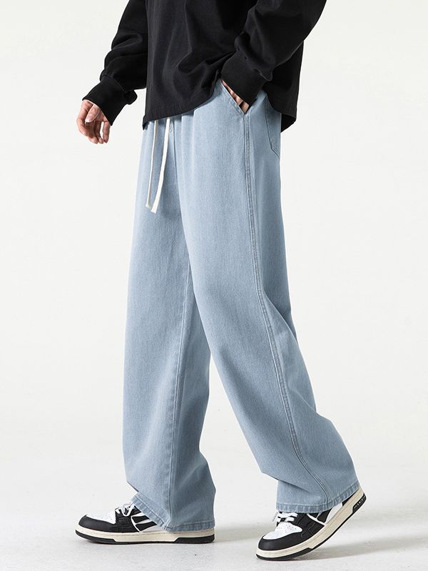 Straight Loose Light Blue Jeans For Men