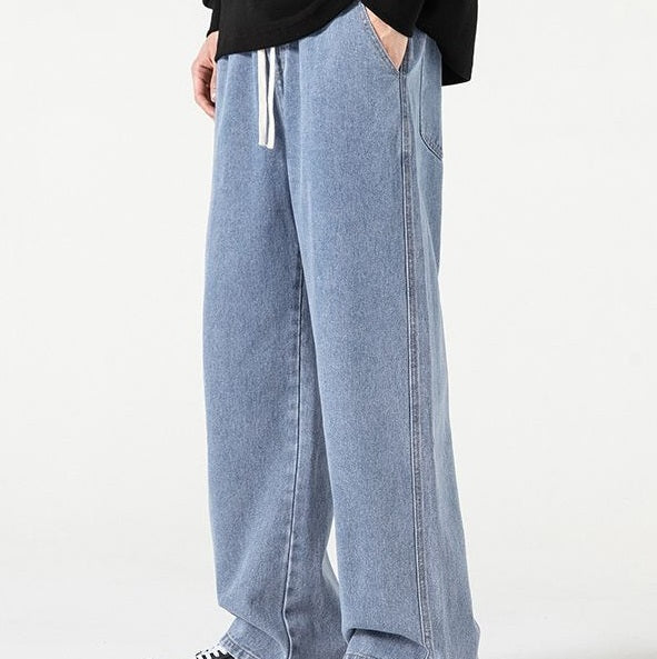Straight Loose Light Blue Jeans For Men