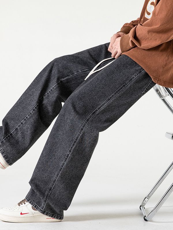 Straight Loose Light Blue Jeans For Men