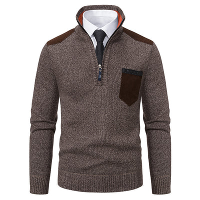 Pullover Men Sweater Thick Polo Shirts Korean Half Zipper Cold Blouse Stand Collar Autumn Winter Outerwear Luxury Cloth