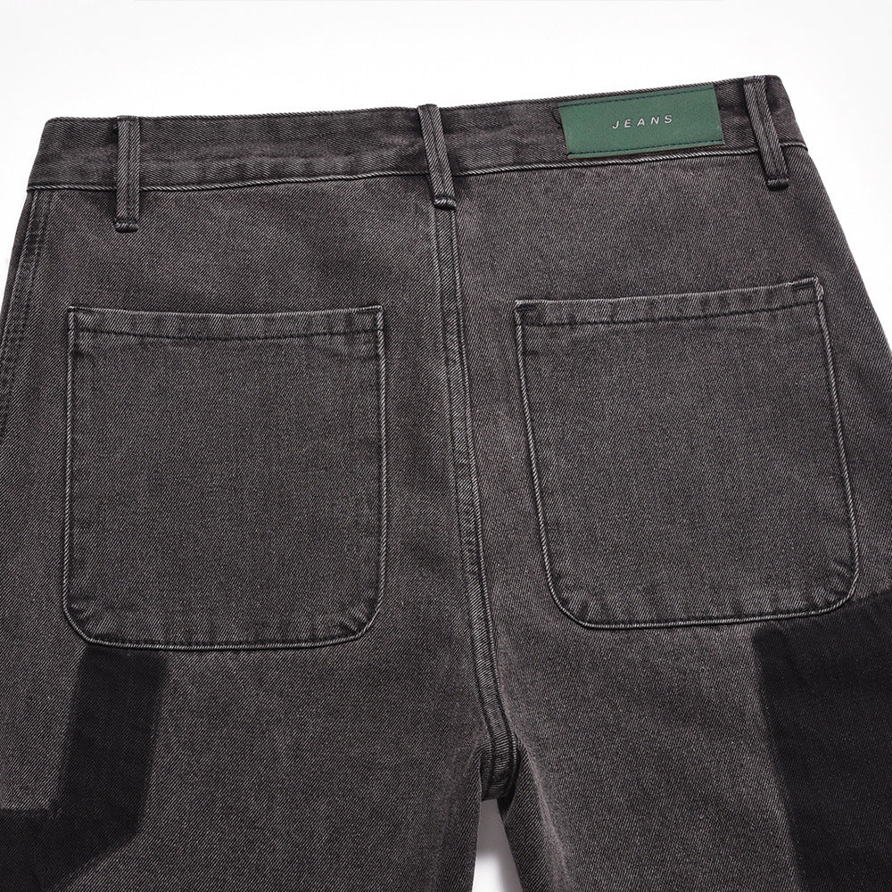 Washed And Worn Straight Jeans For Men