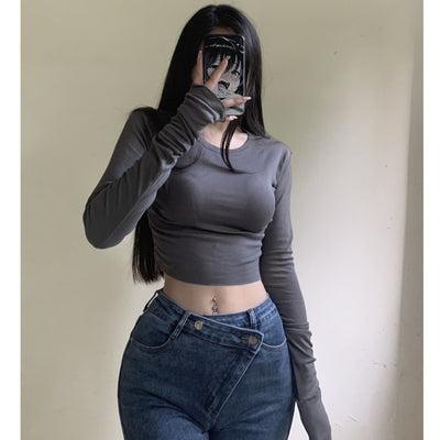 Short Tight Long-sleeved T-shirt Top