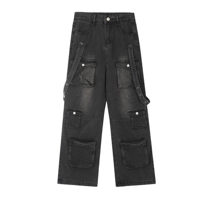 Functional Multi-pocket Workwear Jeans For Men