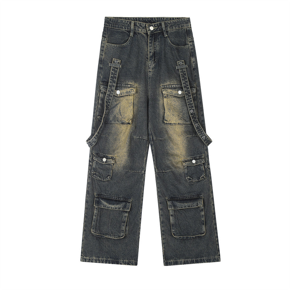 Functional Multi-pocket Workwear Jeans For Men