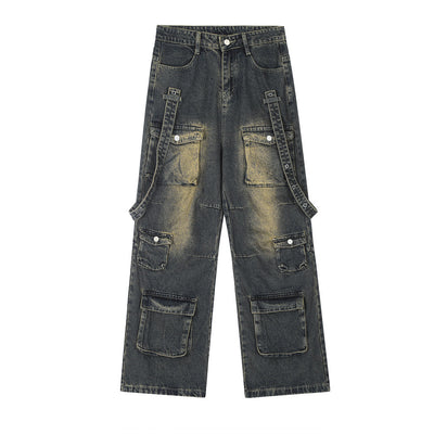Functional Multi-pocket Workwear Jeans For Men