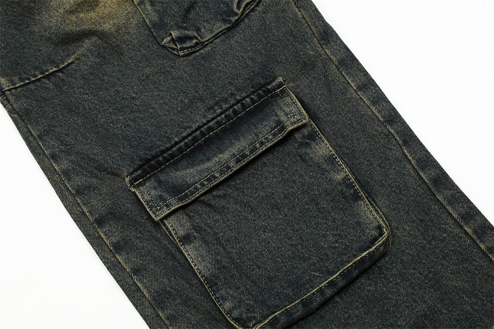Functional Multi-pocket Workwear Jeans For Men