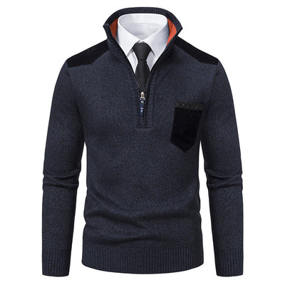 Pullover Men Sweater Thick Polo Shirts Korean Half Zipper Cold Blouse Stand Collar Autumn Winter Outerwear Luxury Cloth