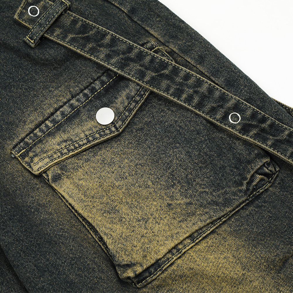 Functional Multi-pocket Workwear Jeans For Men