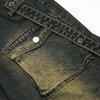 Functional Multi-pocket Workwear Jeans For Men