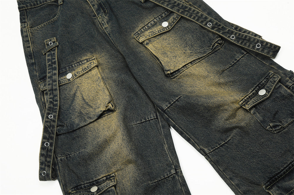 Functional Multi-pocket Workwear Jeans For Men