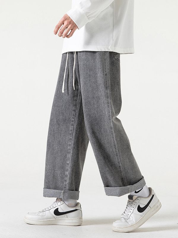 Straight Loose Light Blue Jeans For Men